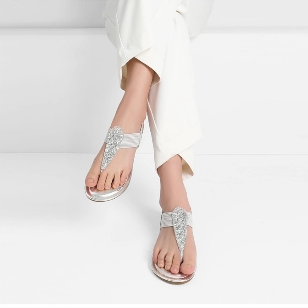 Dream Pairs Glitter Sparkle Silver Slingback Sandals Size 6
